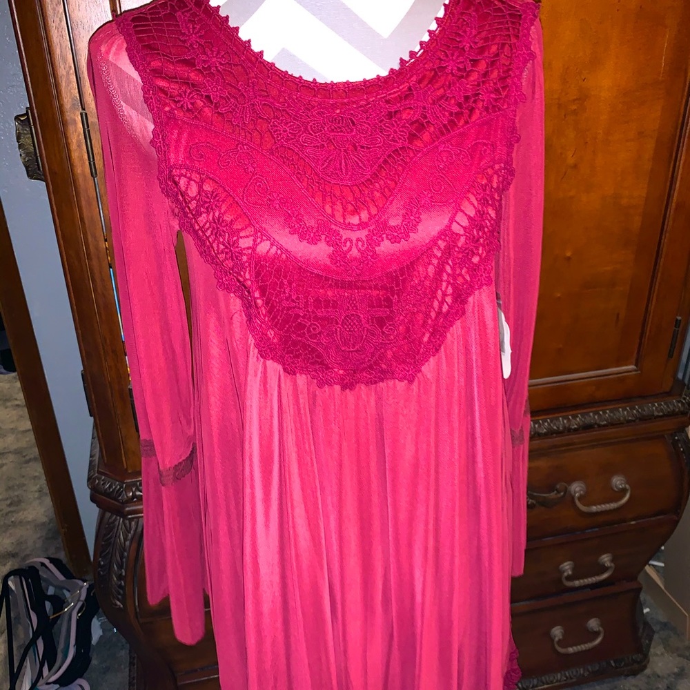 NWT Altar’d State Maroon Boho Dress long sleeve XS